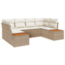 Havesofa Sæt med pude 6 pcs Beige og creme Polyrattan