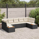 Havesofa Sæt med pude 7 pcs Sort og Cream Polyrattan