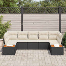 Havesofa Sæt med pude 7 pcs Sort og Cream Polyrattan