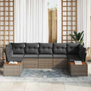 Havesofa Sæt med pude med opbevaring 7 pcs Grå Polyrattan