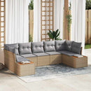 Havesofa Sæt med pude 7 pcs Beige og lys grå Polyrattan