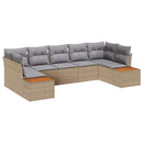 Havesofa Sæt med pude 7 pcs Beige og lys grå Polyrattan