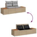 Havesofa Sæt med pude 7 pcs Beige og lys grå Polyrattan