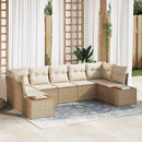 Havesofa Sæt med pude 7 pcs Beige og creme Polyrattan