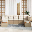 Havesofa Sæt med pude 7 pcs Beige og creme Polyrattan