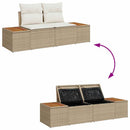 Havesofa Sæt med pude 7 pcs Beige og creme Polyrattan