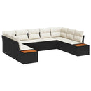 Havesofa Sæt med pude 5 pcs Sort og Cream Polyrattan