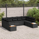 Havesofa Sæt med pude med opbevaring 5 pcs Sort Polyrattan
