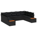 Havesofa Sæt med pude med opbevaring 5 pcs Sort Polyrattan
