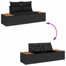 Havesofa Sæt med pude med opbevaring 5 pcs Sort Polyrattan