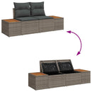 Havesofa Sæt med pude med opbevaring 5 pcs Grå Polyrattan