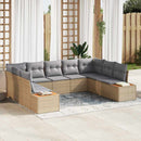 Havesofa Sæt med pude 5 pcs Beige og lys grå Polyrattan