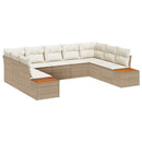 Havesofa Sæt med pude 5 pcs Beige og creme Polyrattan