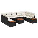 Havesofa Sæt med pude 5 pcs Sort og Cream Polyrattan