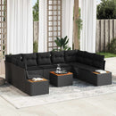 Havesofa Sæt med pude med opbevaring 5 pcs Sort Polyrattan