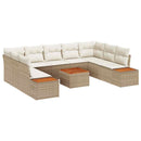 Havesofa Sæt med pude 5 pcs Beige og creme Polyrattan