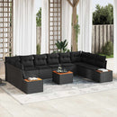 Havesofa Sæt med pude med opbevaring 10 pcs Sort Polyrattan