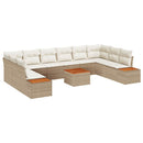 Havesofa Sæt med pude 10 pcs Beige og creme Polyrattan
