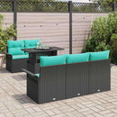 Havesofa Sæt med pude med opbevaring 6 pcs Sort Poly Rattan