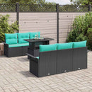 Havesofa Sæt med pude med opbevaring 7 pcs Sort Poly rattan