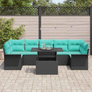 Havesofa Sæt med pude med opbevaring 8 pcs Sort Poly Rattan
