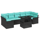 Havesofa Sæt med pude med opbevaring 8 pcs Sort Poly Rattan