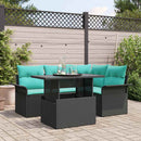 Havesofa Sæt med pude med opbevaring 5 pcs Sort Poly Rattan
