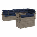 Havesofa Sæt med pude med opbevaring 9 pcs Grå Poly Rattan