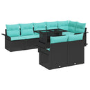 Havesofa Sæt med pude med opbevaring 9 pcs Sort Poly Rattan