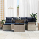 Havesofa Sæt med pude med opbevaring 7 pcs Grå Poly Rattan