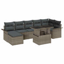 Havesofa Sæt med pude med opbevaring 8 pcs Grå Poly rattan