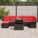 Havesofa Sæt med pude med opbevaring 8 pcs Brun Poly Rattan
