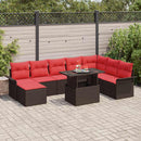 Havesofa Sæt med pude 9 pcs Brun Poly Rattan