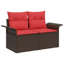 Havesofa Sæt med pude 9 pcs Brun Poly Rattan