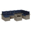 Havesofa Sæt med pude 9 pcs Grå Poly Rattan