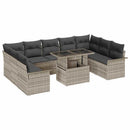 Havesofa Sæt med pude med pude 10 pcs Lysegrå Poly Rattan