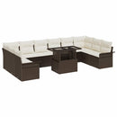 Havesofa Sæt med pude med pude 11 pcs Brun Poly Rattan