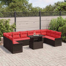 Havesofa Sæt med pude med pude 11 pcs Brun Poly Rattan