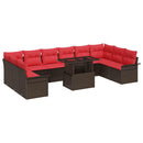 Havesofa Sæt med pude med pude 11 pcs Brun Poly Rattan