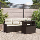 Havesofa Sæt med pude med pude 5 pcs Brun Poly Rattan