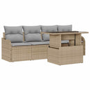 Havesofa Sæt med pude med pude 5 pcs Beige Poly Rattan