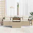 Havesofa Sæt med pude med pude 5 pcs Beige Poly Rattan