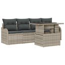 Havesofa Sæt med pude med pude 5 pcs Lysegrå Poly Rattan