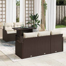 Havesofa Sæt med pude med pude 6 pcs Brun Poly Rattan
