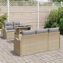 Havesofa Sæt med pude med pude 6 pcs Beige Poly Rattan