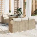 Havesofa Sæt med pude med pude 6 pcs Beige Poly Rattan