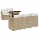 Havesofa Sæt med pude med pude 6 pcs Beige Poly Rattan