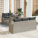 Havesofa Sæt med pude med pude 6 pcs Lysegrå Poly Rattan