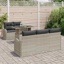 Havesofa Sæt med pude med pude 6 pcs Lysegrå Poly Rattan