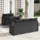 Havesofa Sæt med pude med pude 6 pcs Sort Poly Rattan